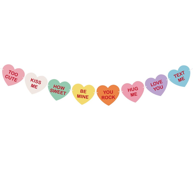 TUPARKA Valentine Conversation Candy Hearts Banner Valentine Candy Hearts Sayings Garland for Valentines Decoration Party Supplies - Image 1